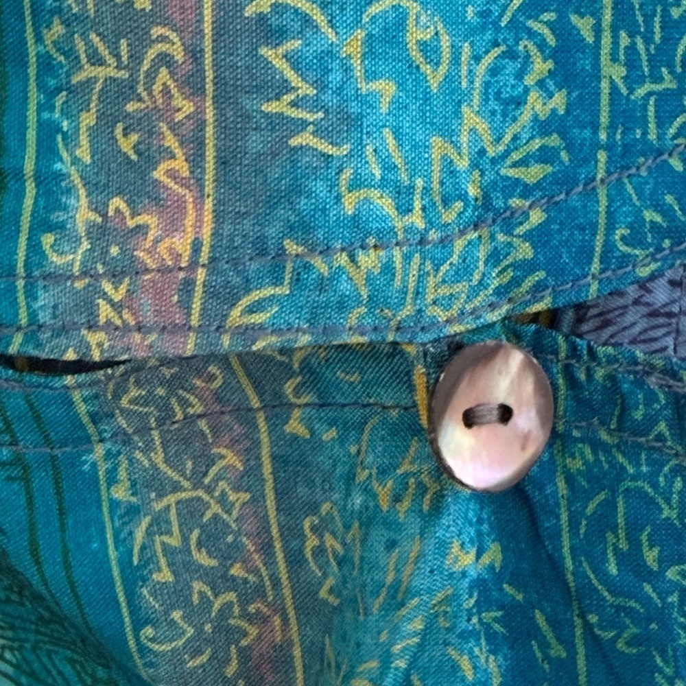 Chico's Teal and Navy Button Down Shirt size 16 (Chicos size 3) - Picture 7 of 9